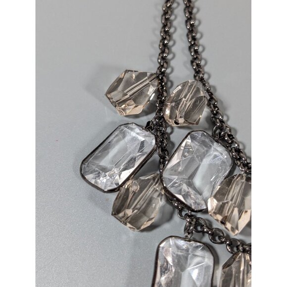 Gray Metallic Bezel Charm Layered Chain Necklace Statement Whimsigoth 19" - Picture 4 of 7